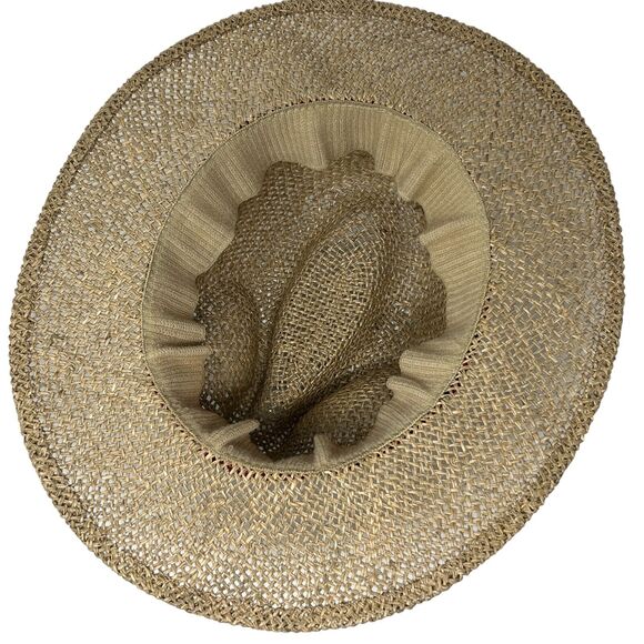 Vintage 90s Coca Cola Straw Panama Hat Cowboy Western Coke Soda Pop Logo Beige - Picture 6 of 9